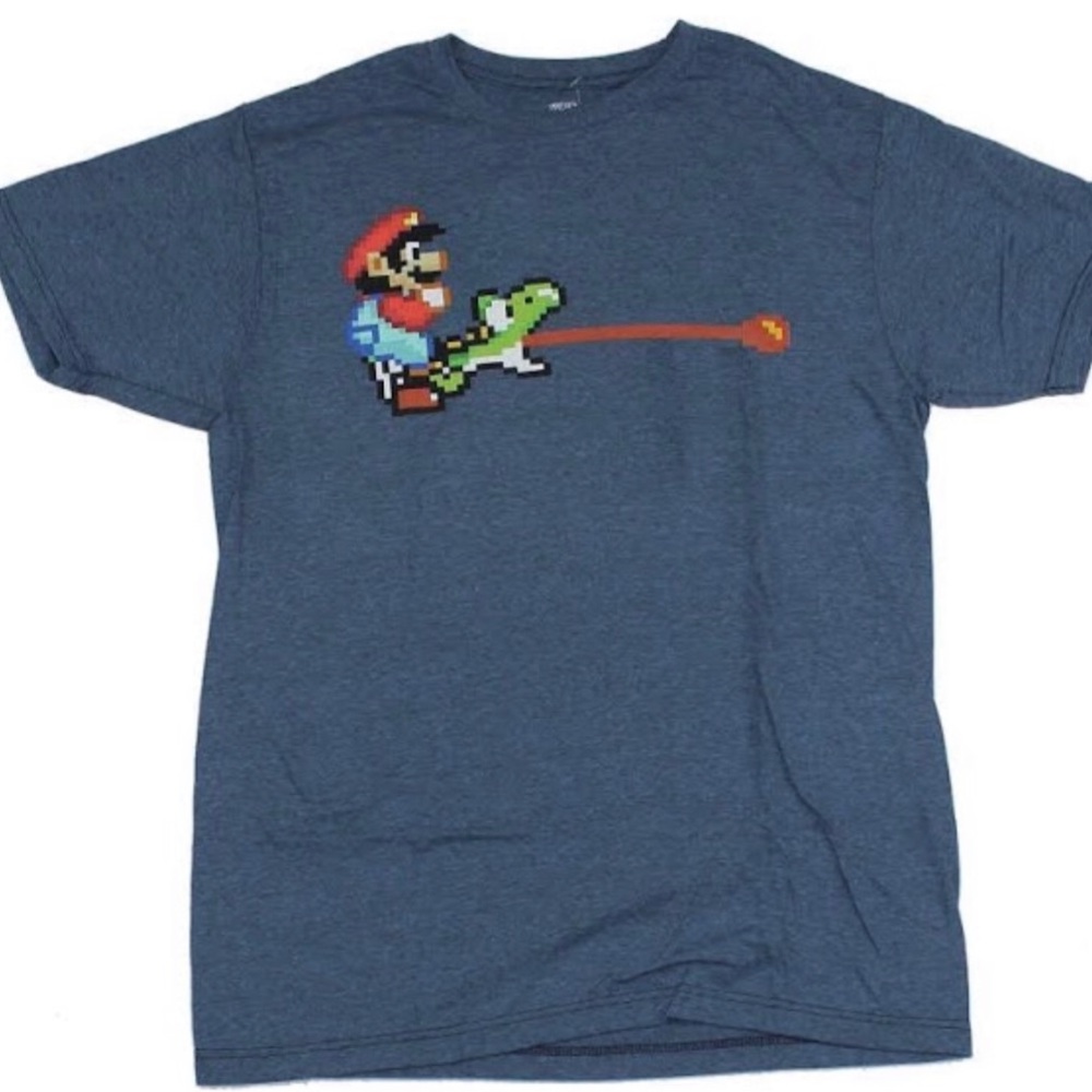 Super Mario World Yoshi and Mario Pixel T Shirt